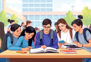 Students at Houston public high school campus