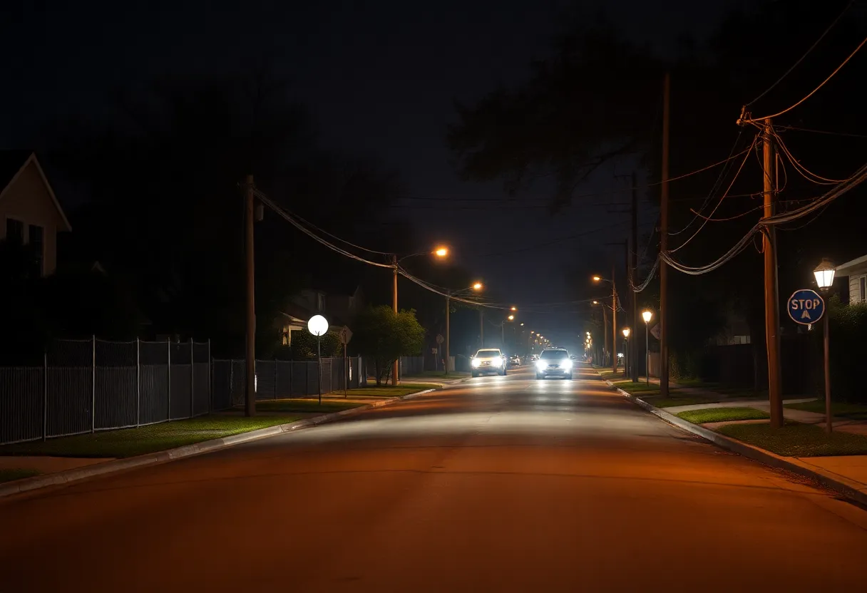 Residential street in Houston where a tragic shooting took place