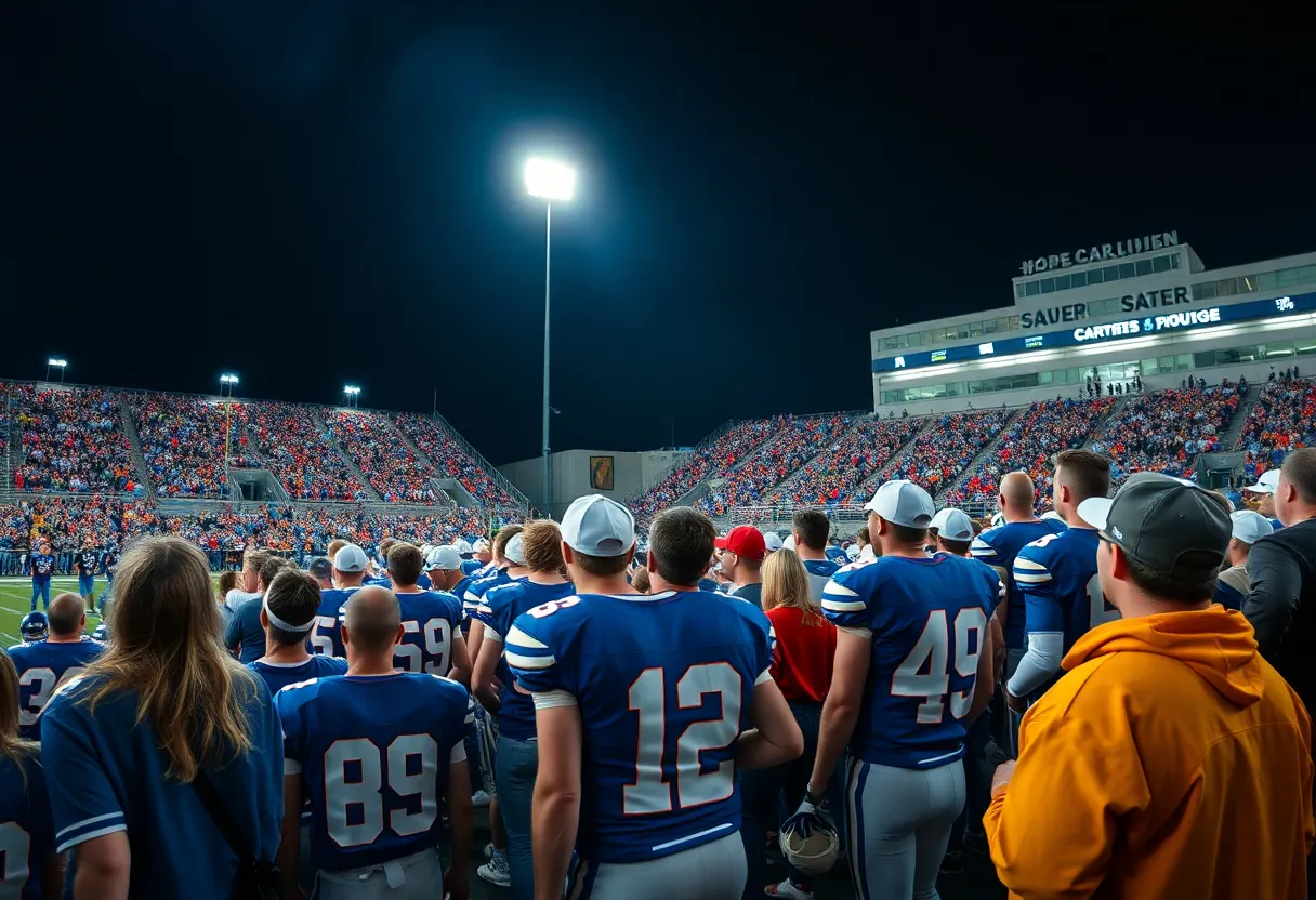 Fans cheering at a Houston Texas Tech football game