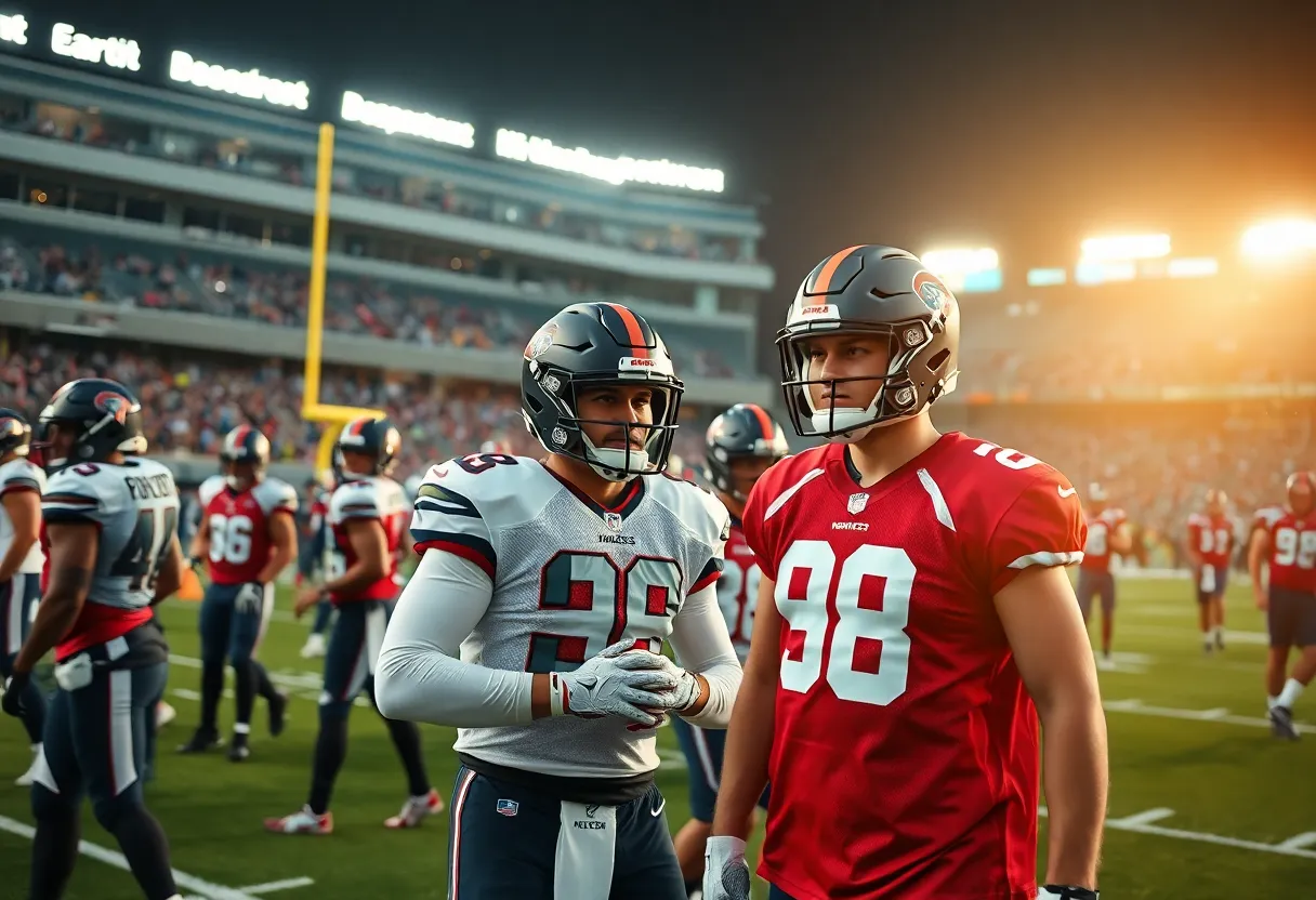 Houston Texans practicing on the field with players focused on recovery.