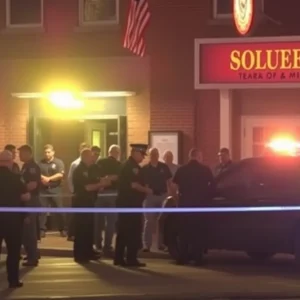 Emergency responders at a shooting scene outside a bar in Liberty County