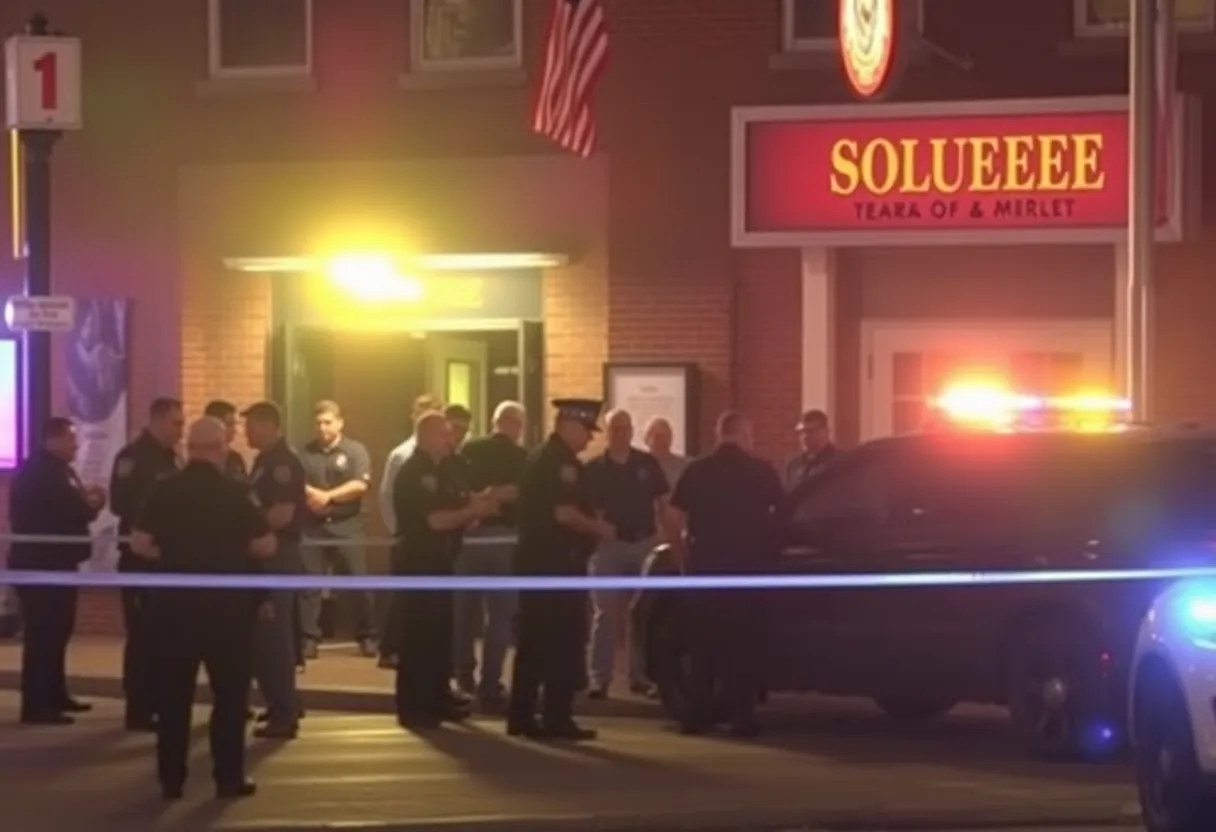 Emergency responders at a shooting scene outside a bar in Liberty County