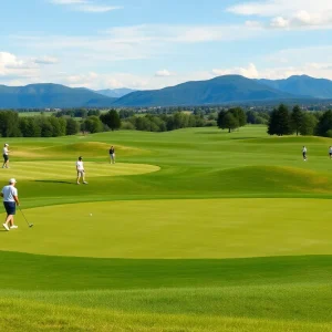 Scenic view of golf players during a high school tournament
