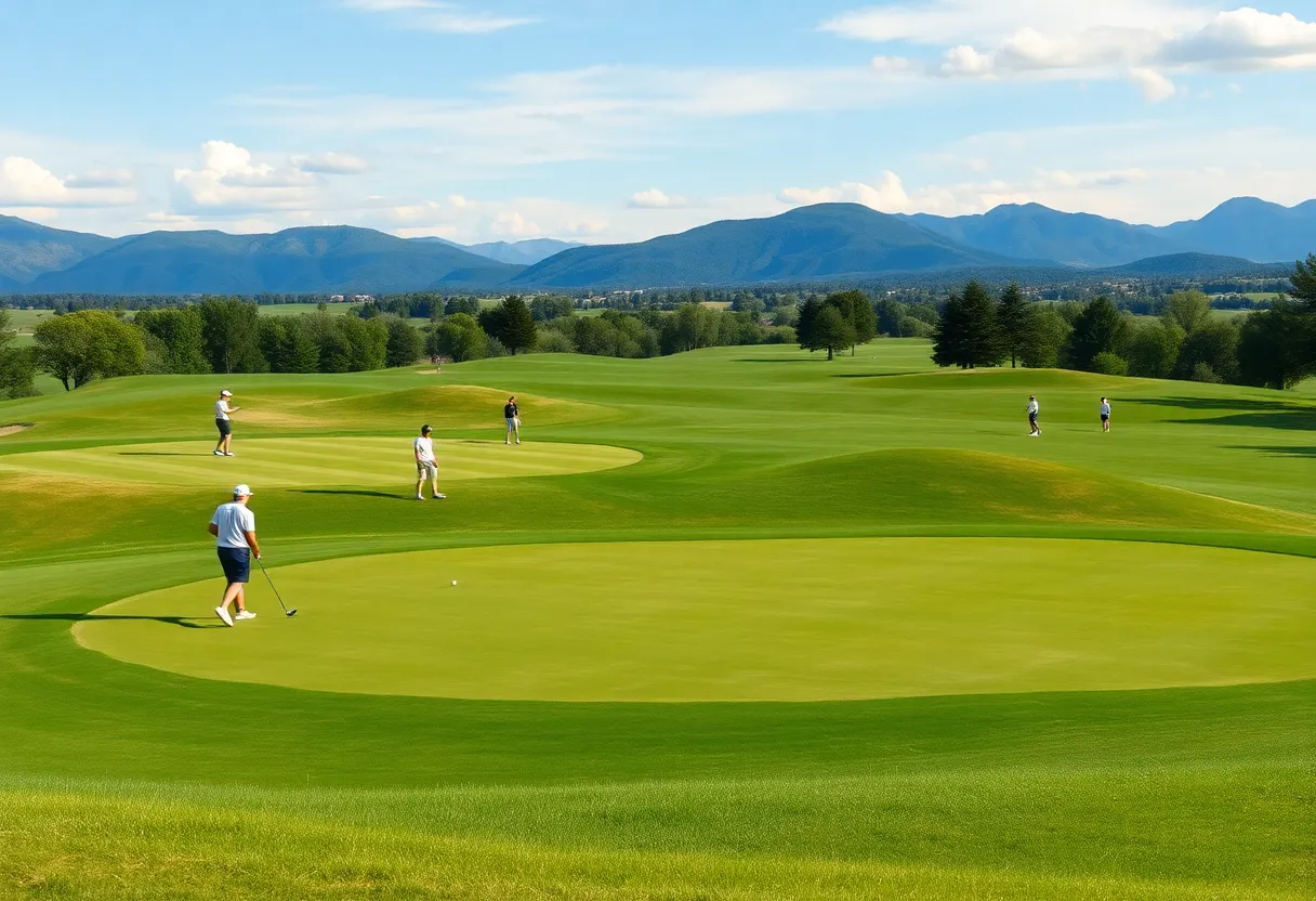 Scenic view of golf players during a high school tournament
