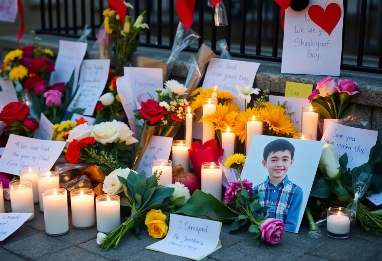 Community memorial for a young shooting victim in Houston