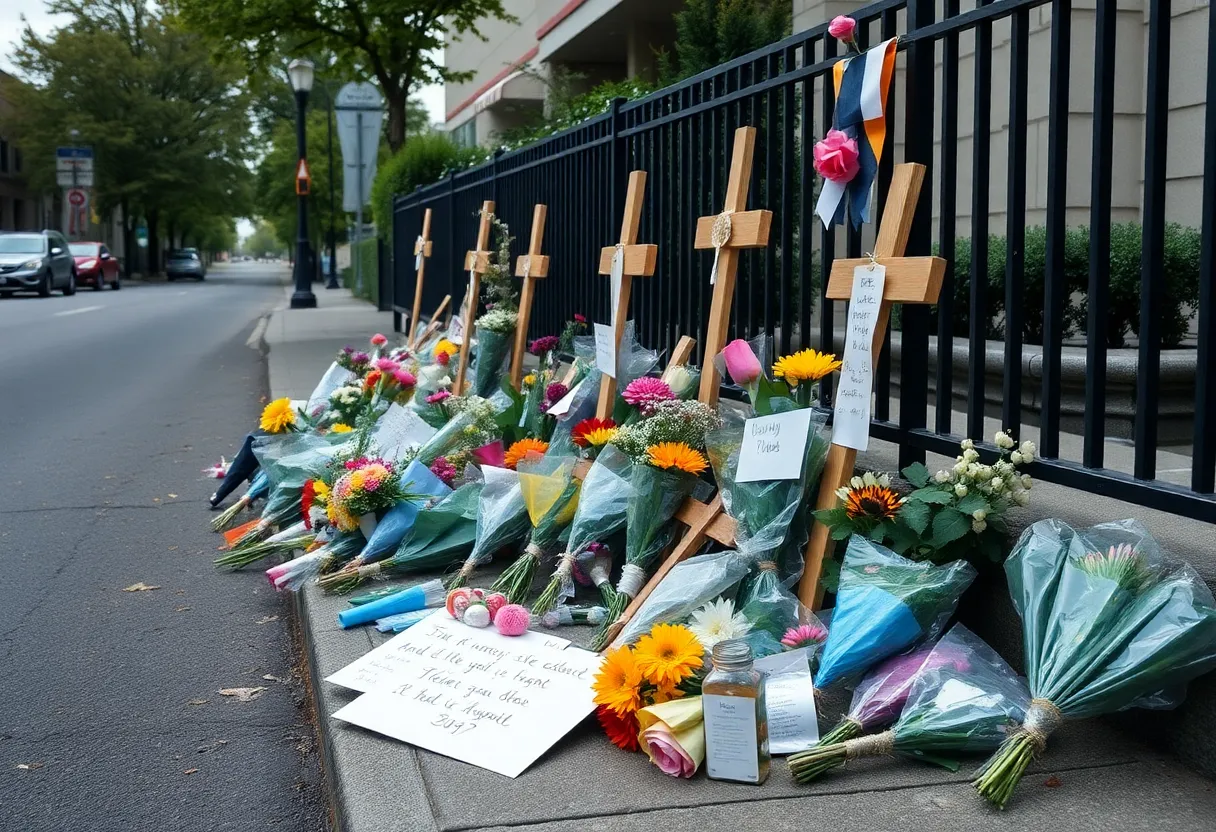 Makeshift memorial for a child victim of a shooting