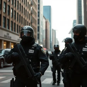 Police officers addressing gang violence in Houston