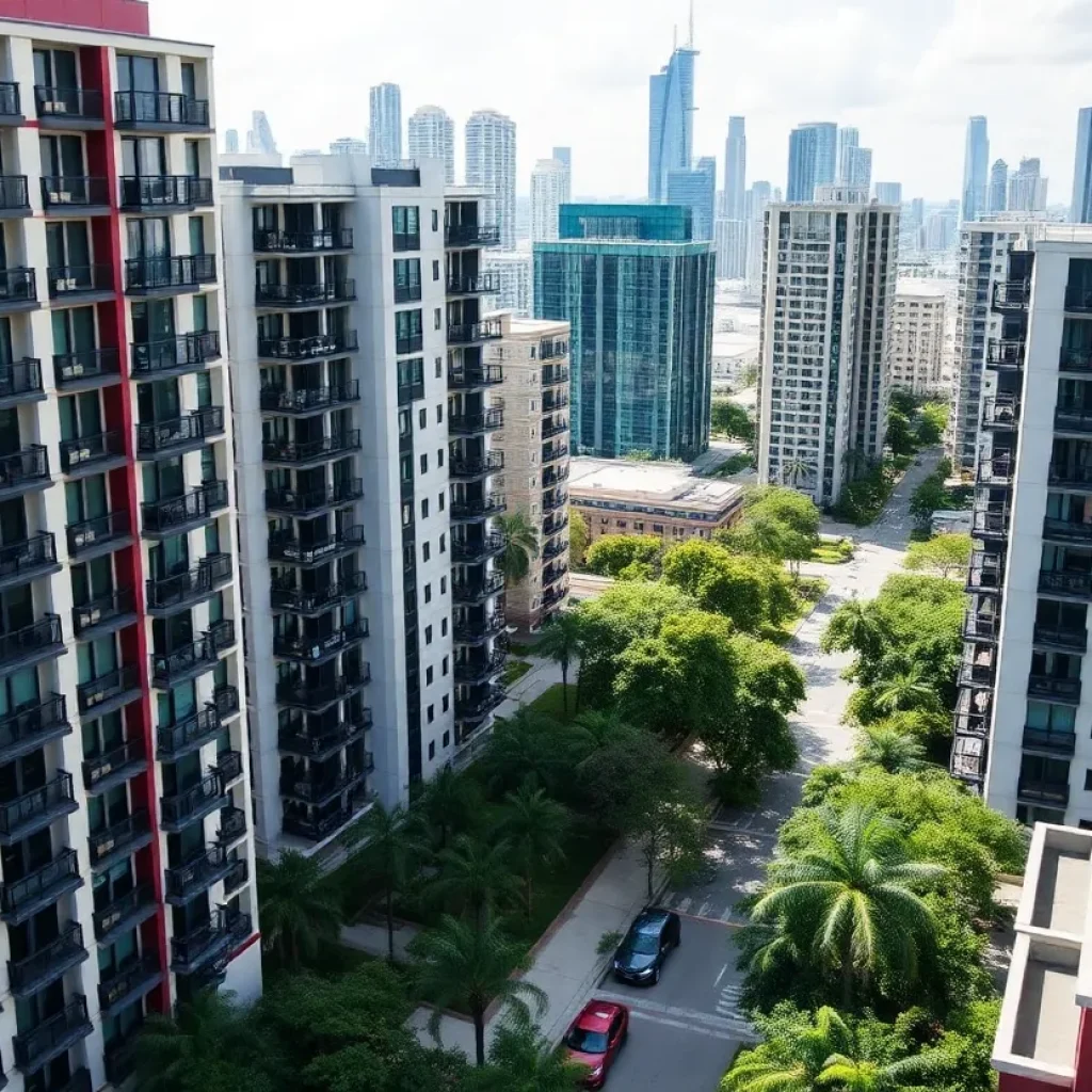Modern multifamily apartment buildings in Houston