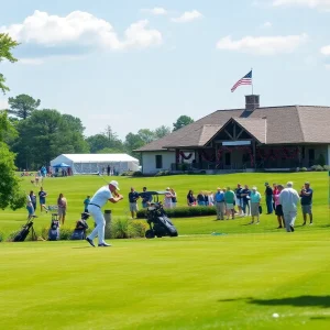 Golf event at Golfcrest Country Club with spectators and players