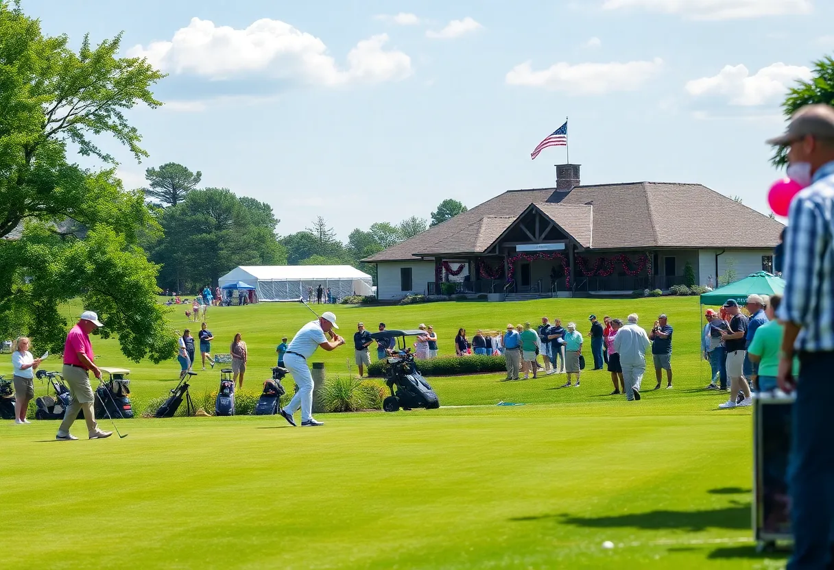 Golf event at Golfcrest Country Club with spectators and players