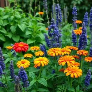 Vibrant pest-resistant garden with various plants in Houston, TX