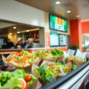 Drive-thru at Salad and Go restaurant featuring fresh salads