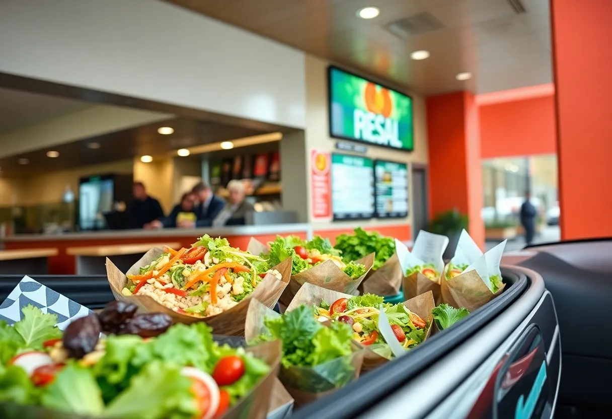 Drive-thru at Salad and Go restaurant featuring fresh salads