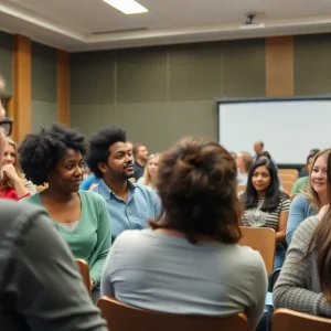 Parents and educators engaged in discussion at a school forum