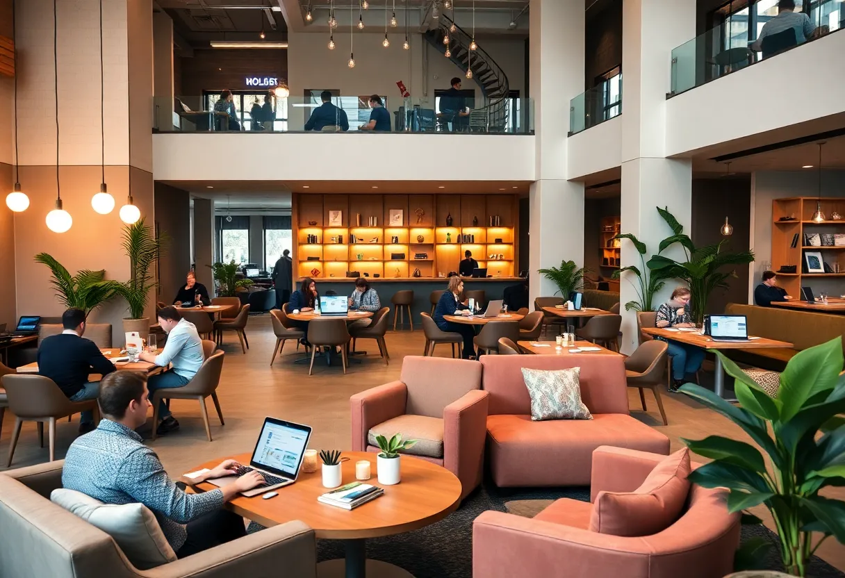 Interior view of Switchyards coworking space in Houston with modern design