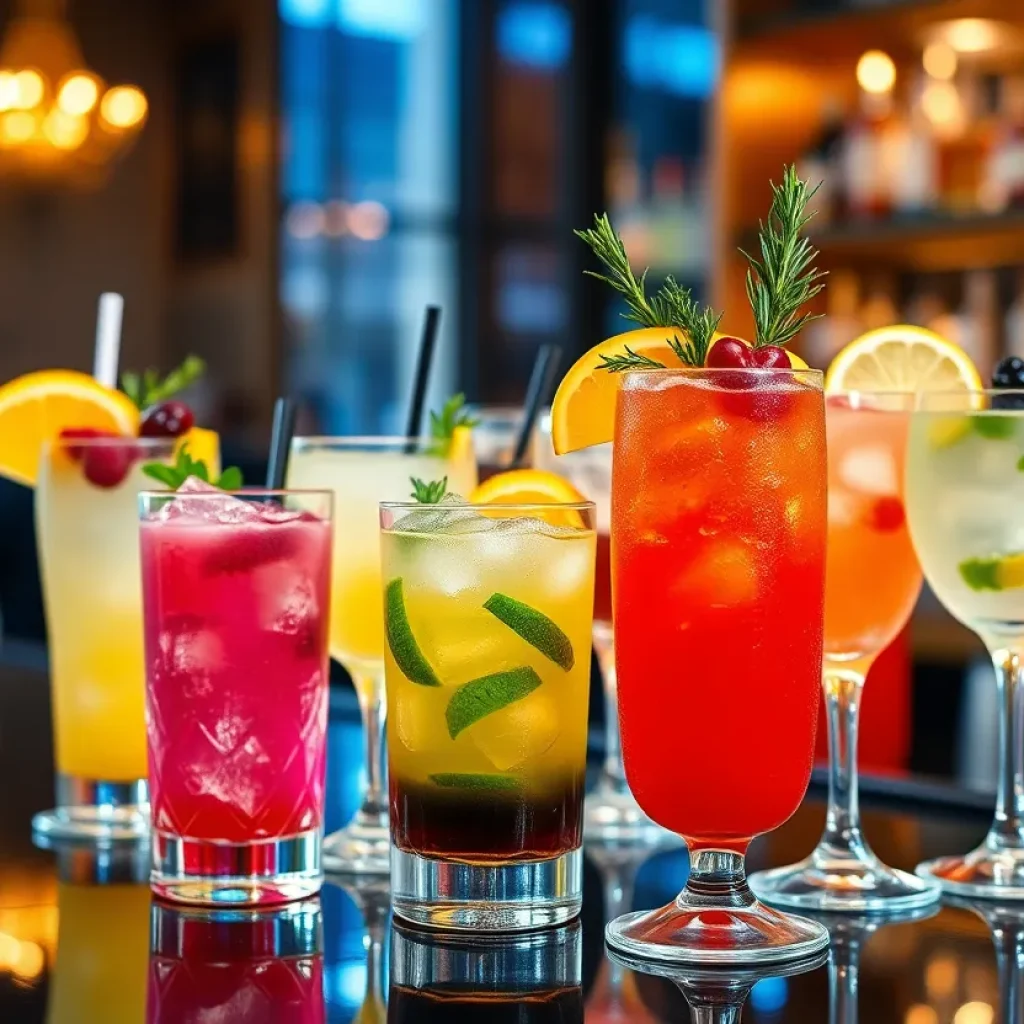 A vibrant display of cocktails at Texas Cocktail Week