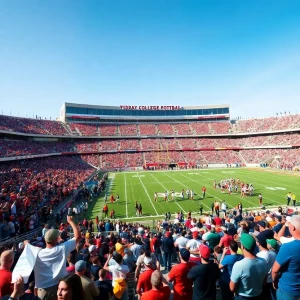Texas Longhorns fans cheering in a stadium during a football game.