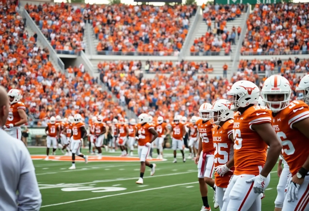 Texas Longhorns football team playing on the field