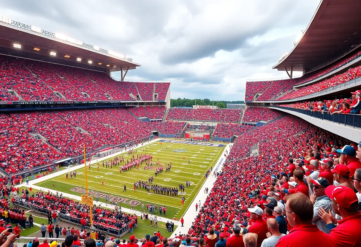 Crowd at Texas Tech vs Houston football game at TDECU Stadium