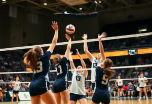 Houston volleyball team in action during a match
