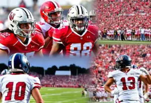 Arizona Wildcats and Houston Cougars football game preview featuring athletes and game elements.