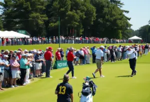 Golf tournament in Houston with players and spectators