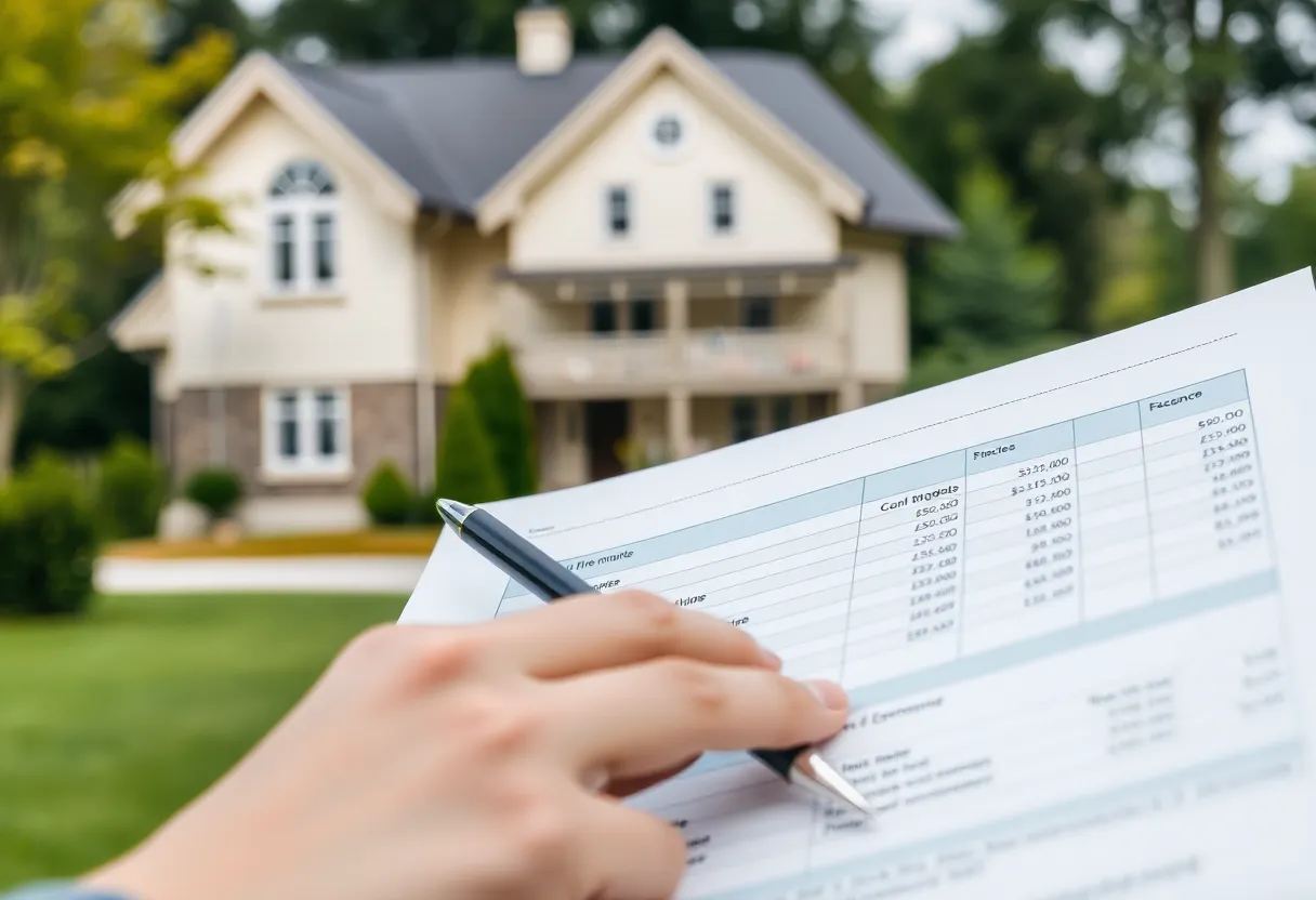 A person reviewing a closing statement for home buying.