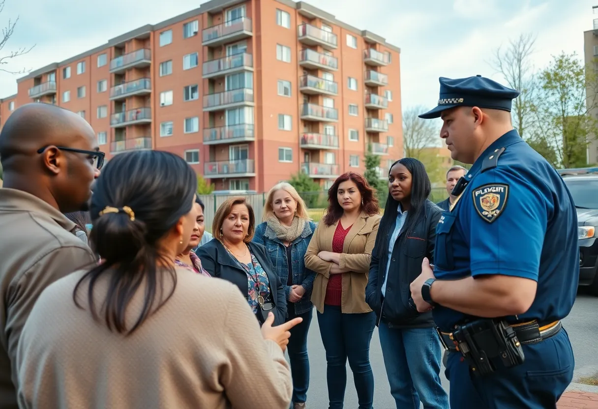 Neighborhood meeting discussing crime safety measures in Houston