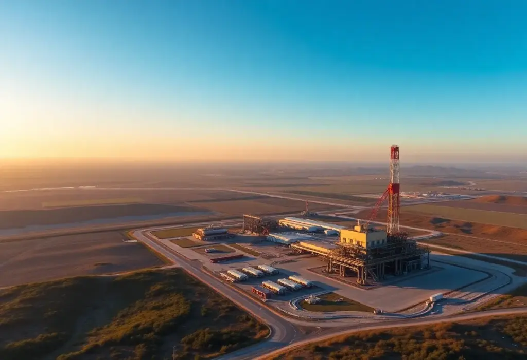 Oil and gas facility with natural landscape