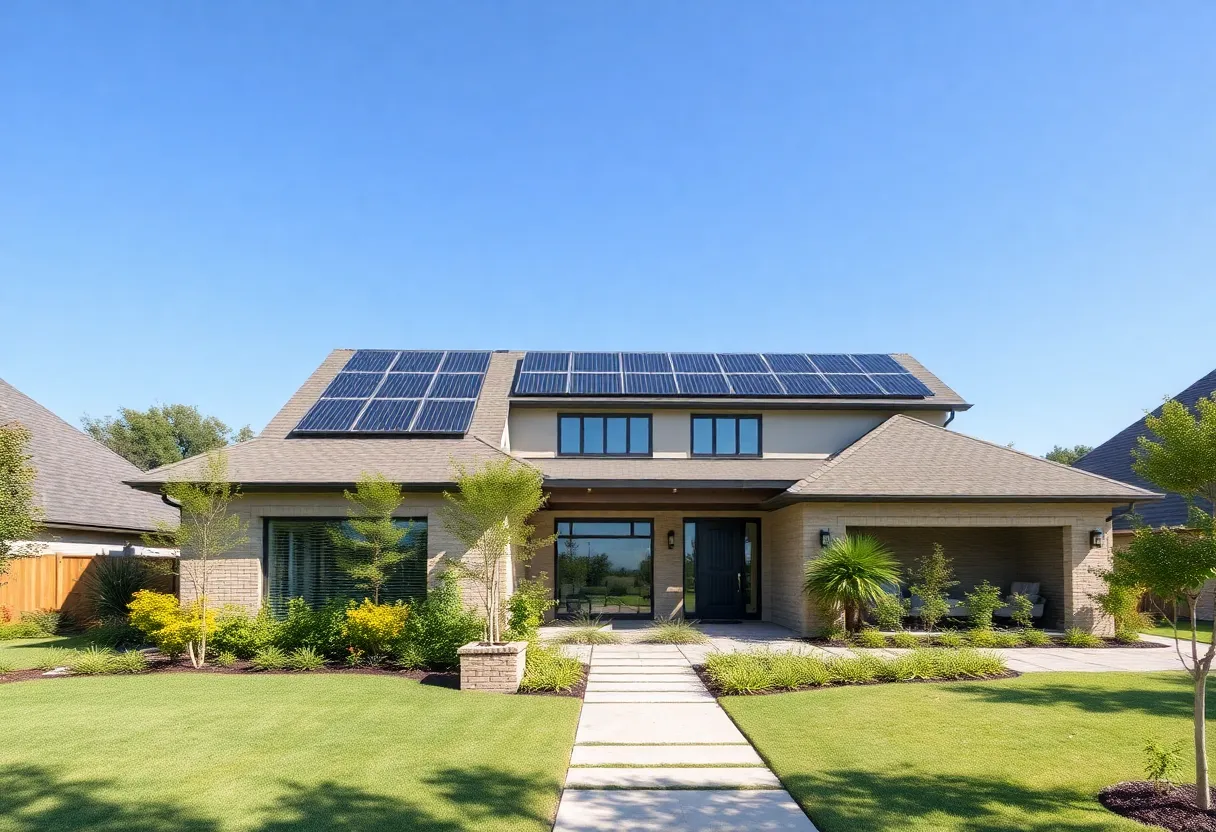 Eco-friendly home with solar panels and sustainable features in Houston