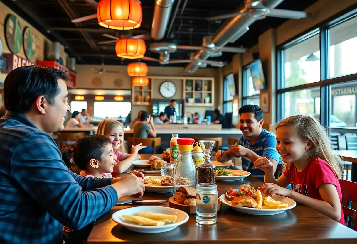 Families dining at kid-friendly restaurants in Houston