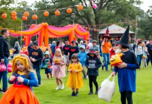 Families celebrating Halloween in Houston