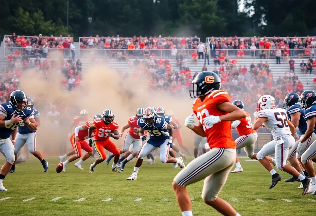 Houston Christian University football team celebrating victory