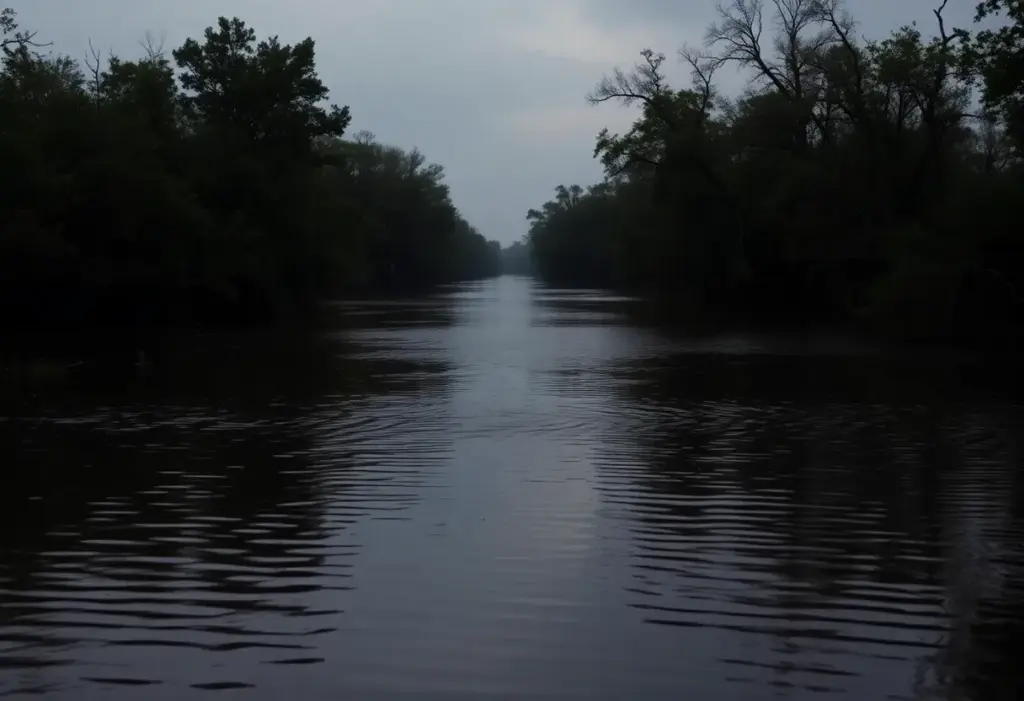 Mysterious bayou landscape in Houston, reflecting community fears