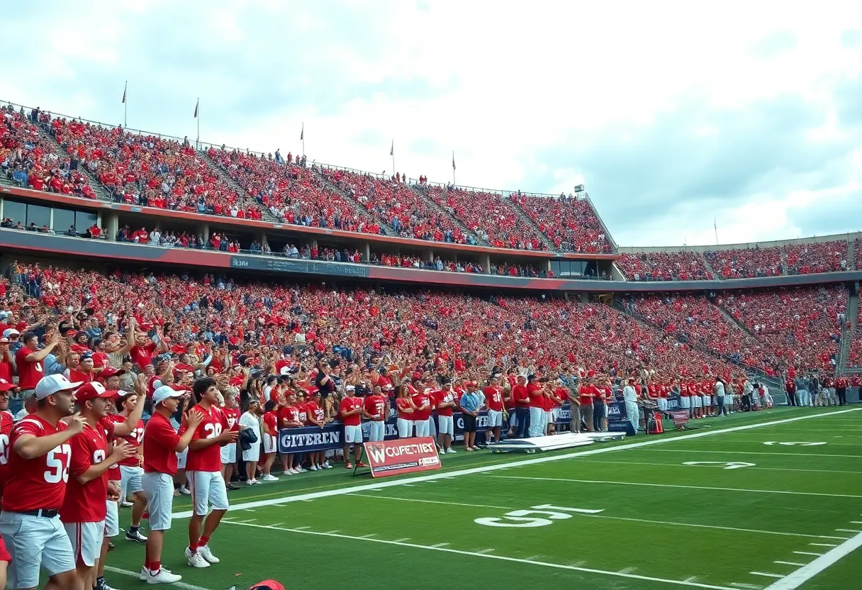 Crowd cheering at a Houston Cougars football game