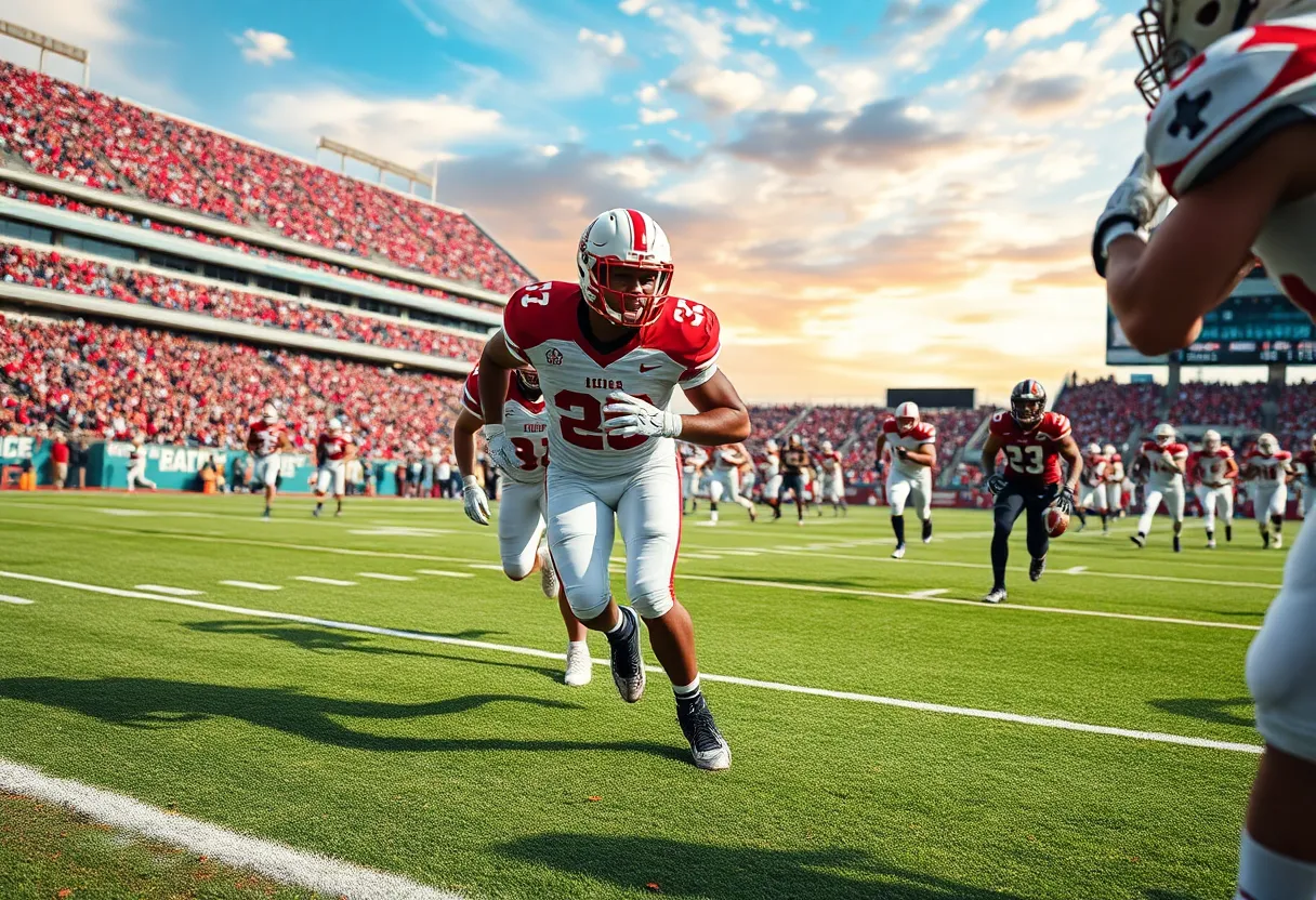 Football players in action during the Houston Cougars vs Texas Tech game.