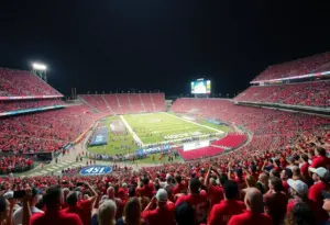 Football fans supporting Houston Cougars during a game