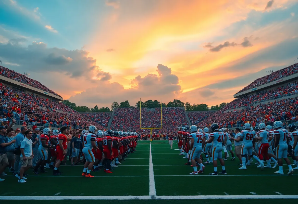 Exciting college football game between Houston Cougars and Texas Tech Red Raiders