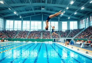 Diving athletes in action during the Houston Diving Invitational