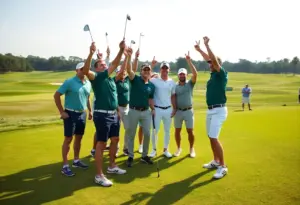 University of Houston men's golf team celebrating after a tournament.