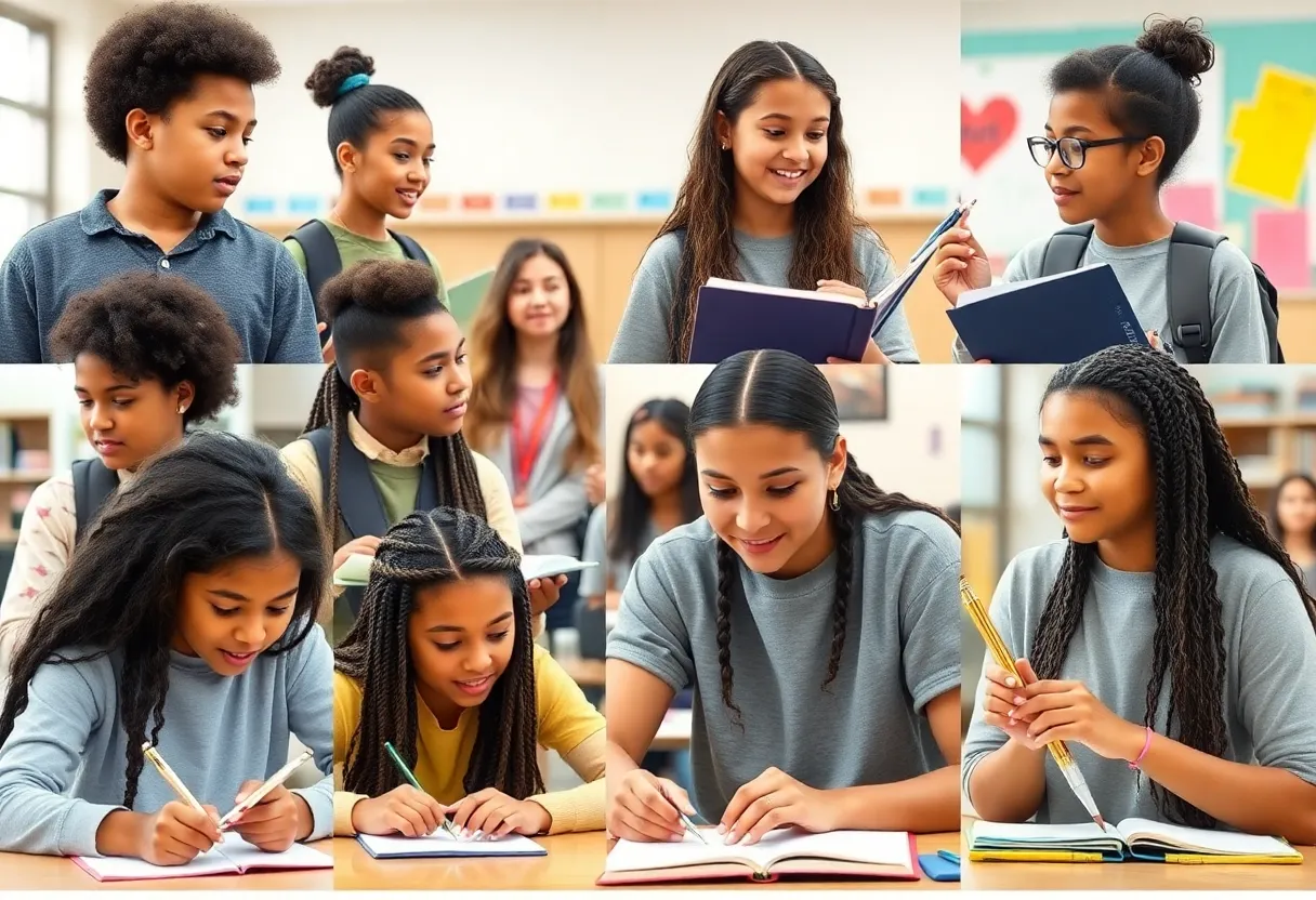 Diverse students at Houston high schools participating in academics and arts