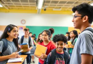 Students at various high schools in Houston, TX, participating in academic and extracurricular activities.
