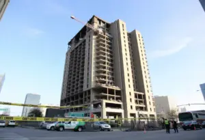 Damage at hotel construction site in downtown Houston after explosion