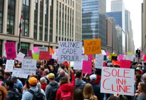 Participants of the No Kings protest in Houston holding signs