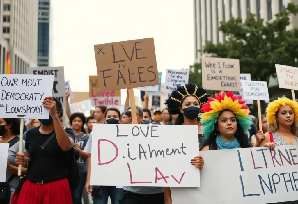 Protesters at the No Kings protests in Houston
