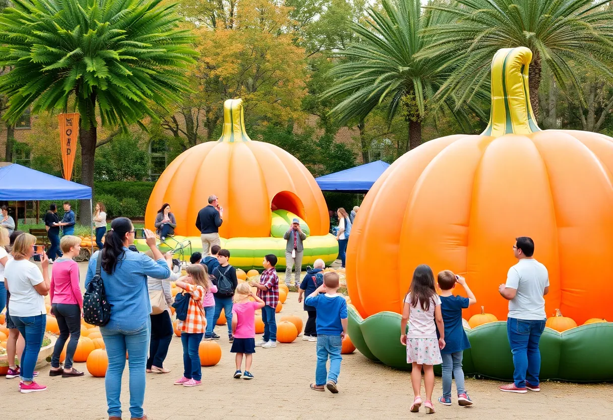 Families enjoying the attractions at Houston Pumpkin Festival