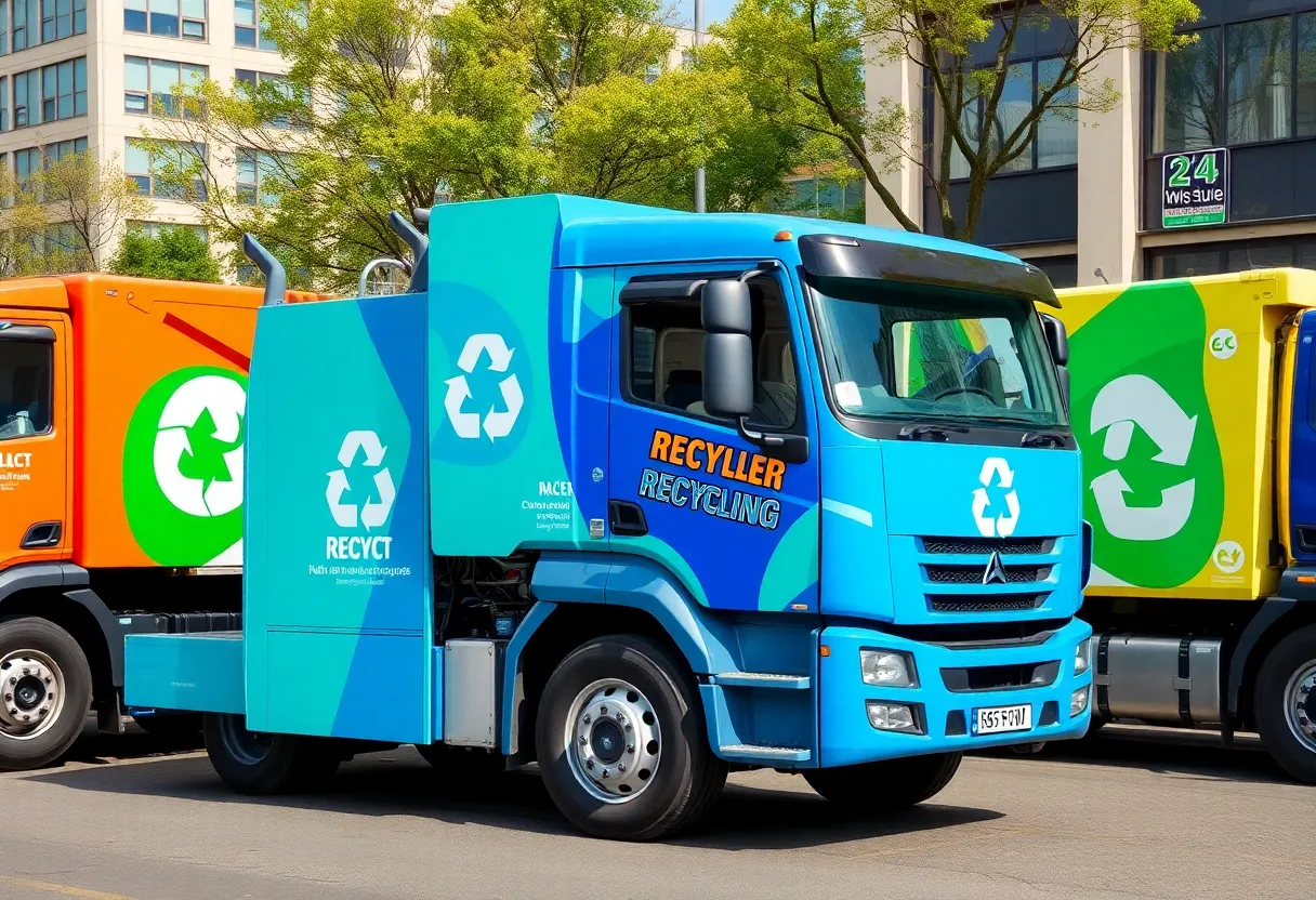 New recycling trucks ready for waste collection in Houston