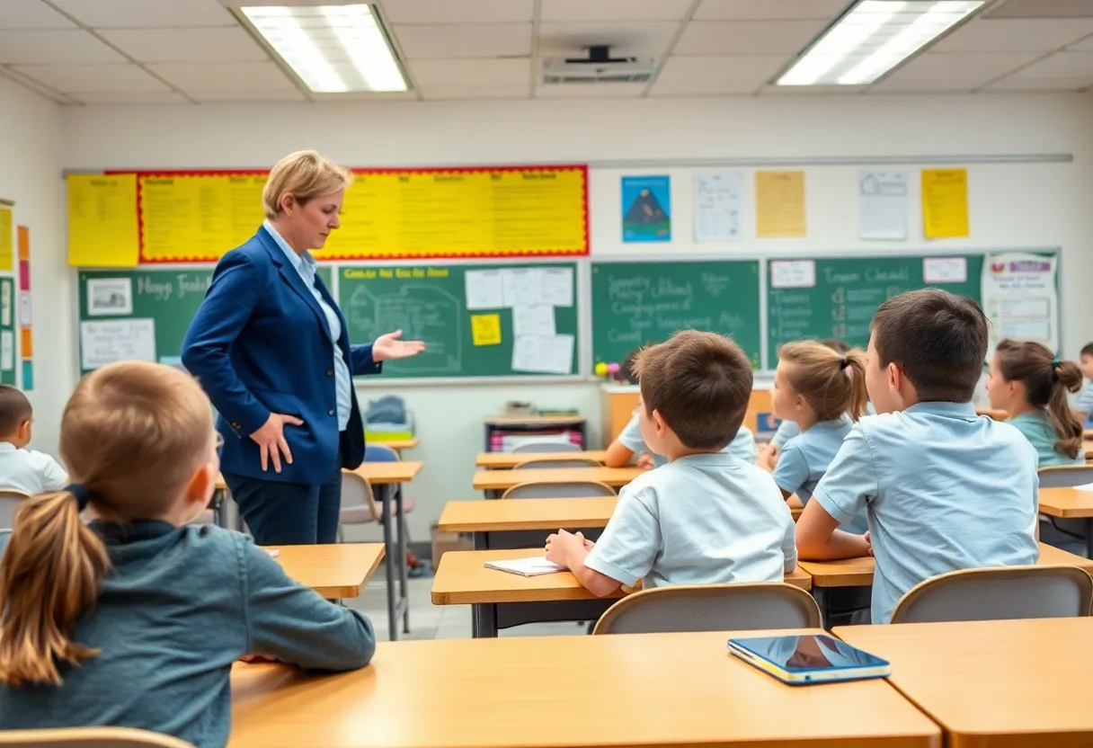 Classroom environment with students and a teacher