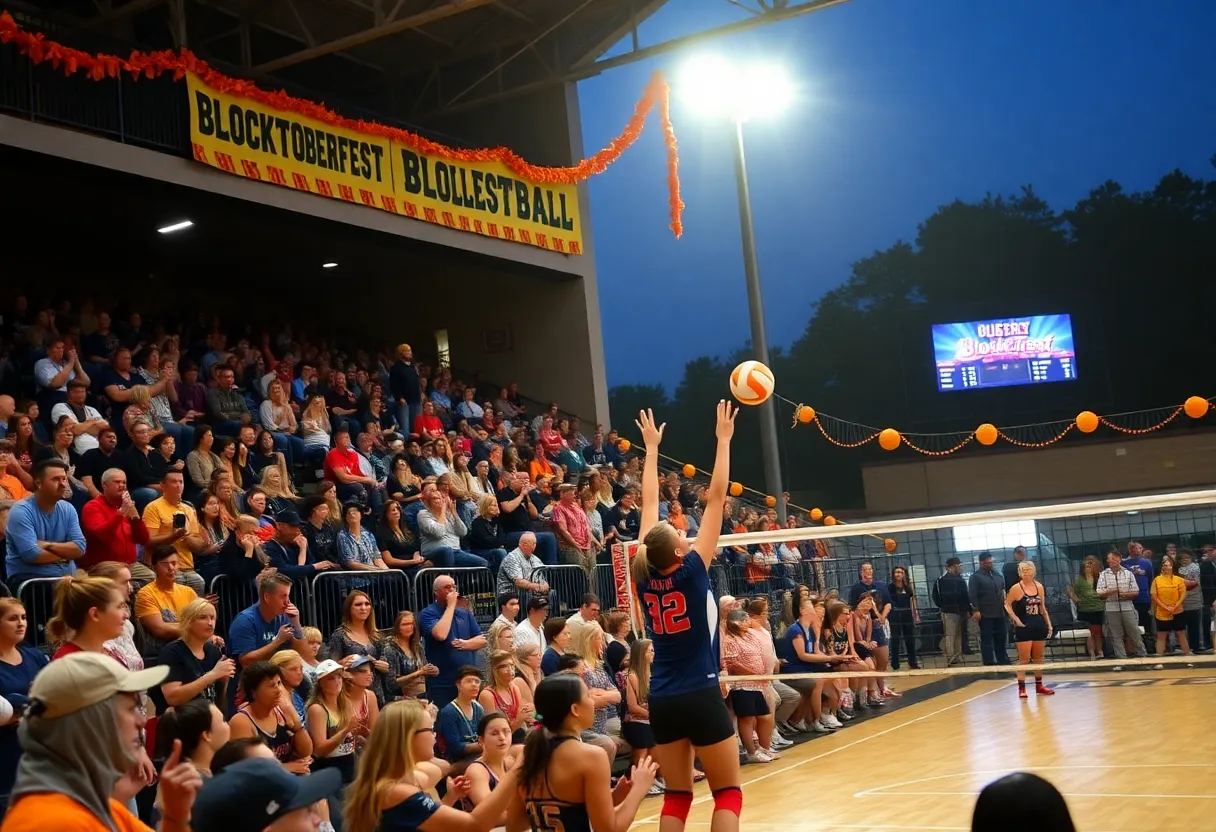 Fans celebrating at Houston Volleyball Blocktoberfest event