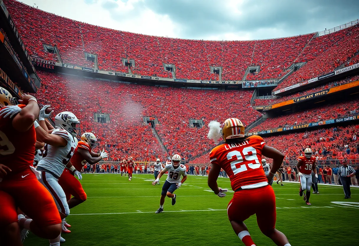 Houston Cougars facing Oklahoma State Cowboys on the field